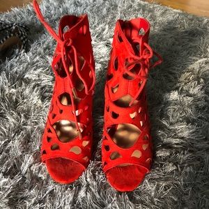 Aldo Red Suede Heels